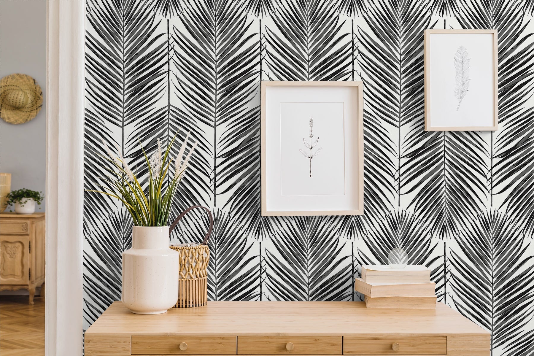 Marina Palm Coastal Unpasted Wallpaper