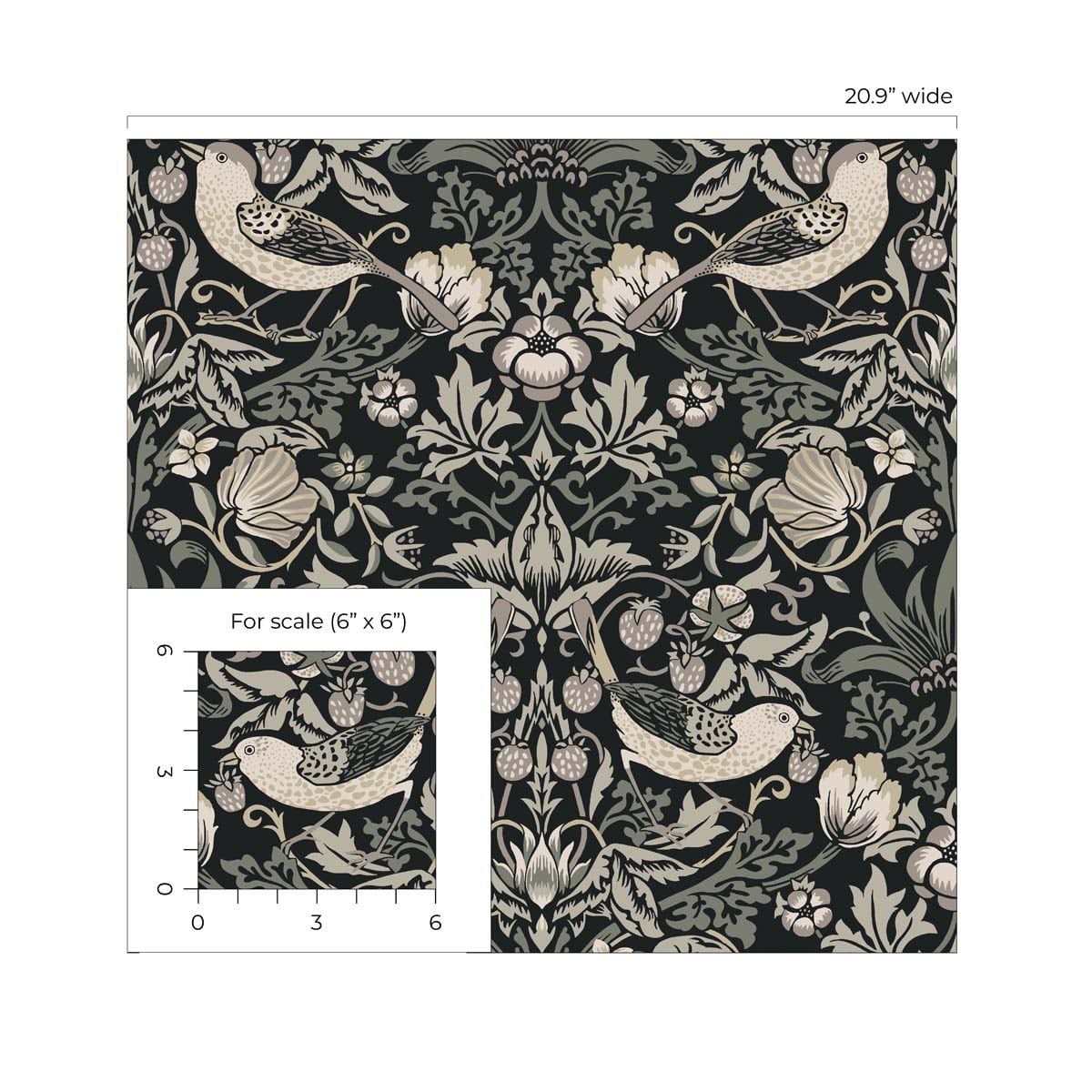 Fragaria Garden Vintage Unpasted Wallpaper