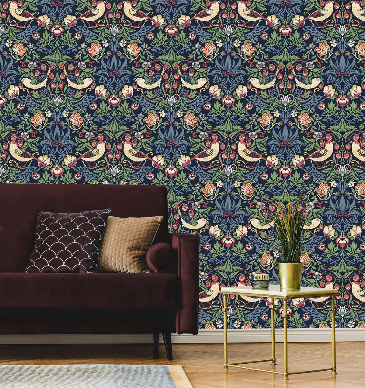 Fragaria Garden Vintage Unpasted Wallpaper