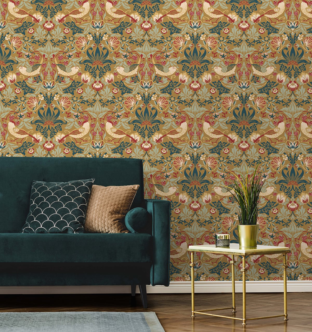 Fragaria Garden Vintage Unpasted Wallpaper