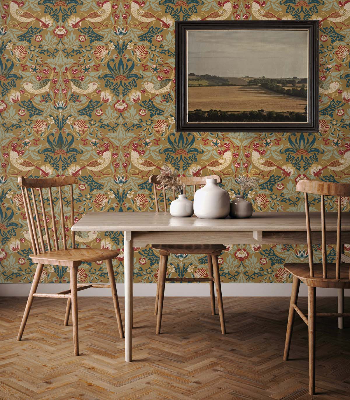Fragaria Garden Vintage Unpasted Wallpaper