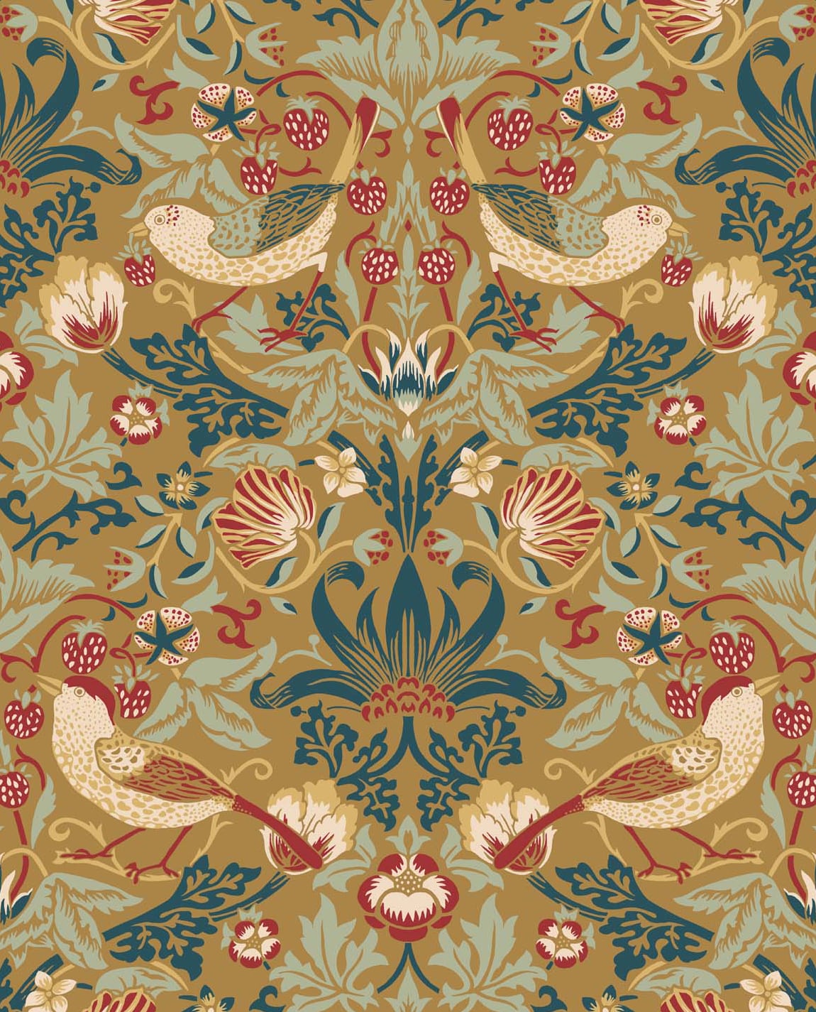 Fragaria Garden Vintage Unpasted Wallpaper
