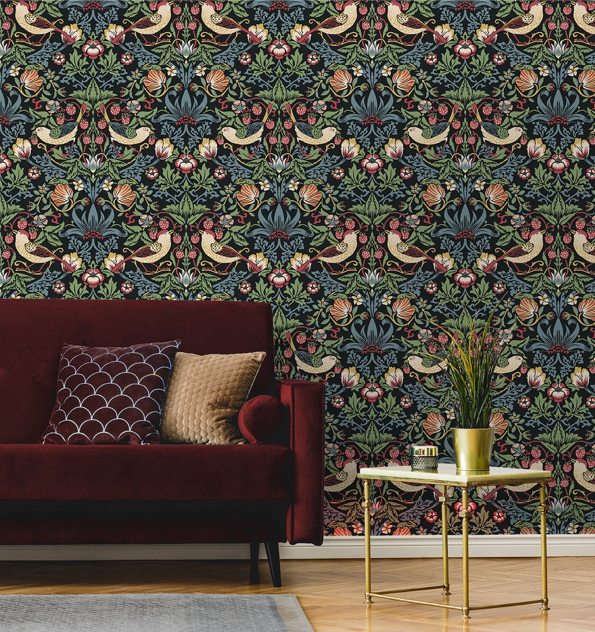 Fragaria Garden Vintage Unpasted Wallpaper