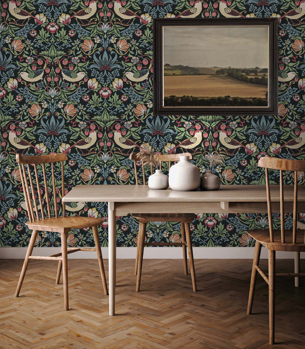 Fragaria Garden Vintage Unpasted Wallpaper
