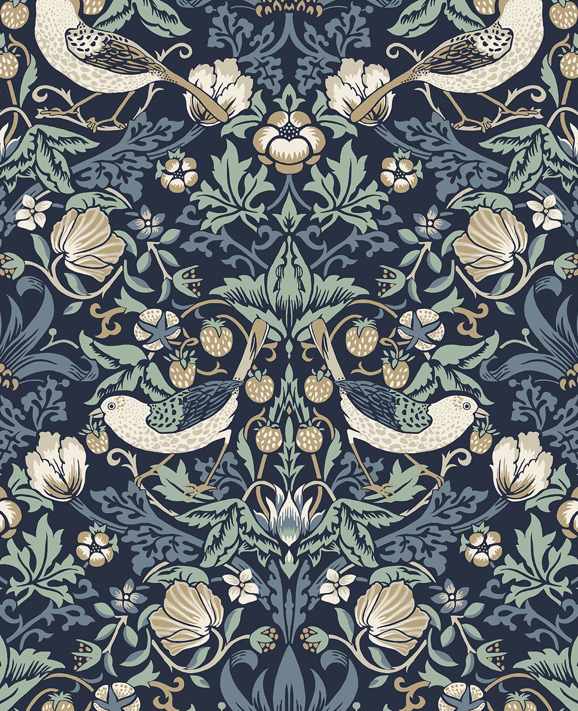 Fragaria Garden Vintage Unpasted Wallpaper