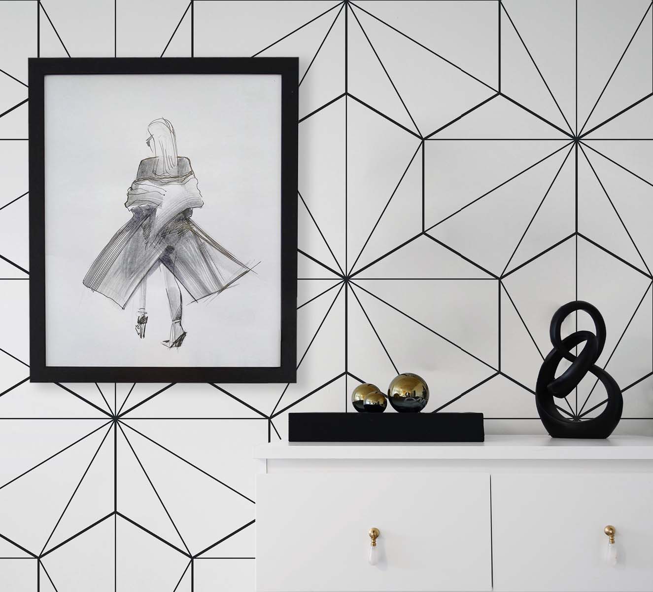 Hedron Geometric Unpasted Wallpaper