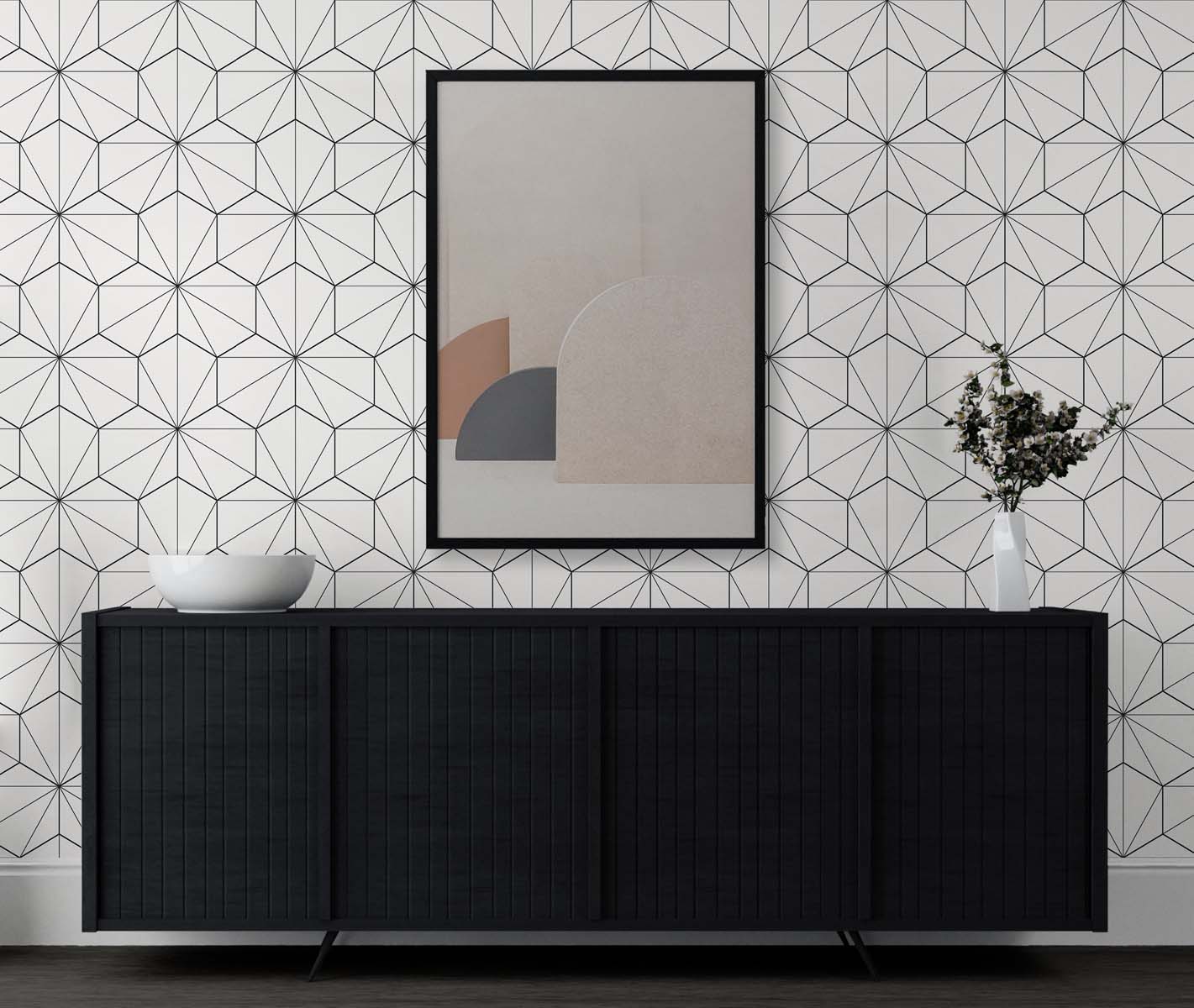Hedron Geometric Unpasted Wallpaper