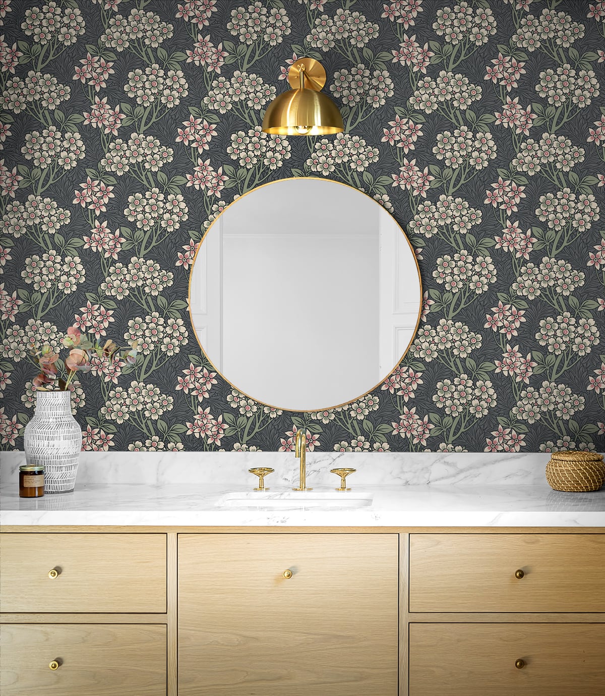 Floral Vine Vintage Unpasted Wallpaper