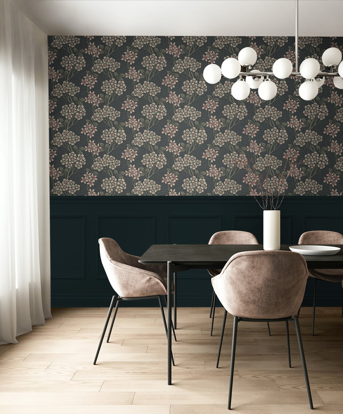 Floral Vine Vintage Unpasted Wallpaper