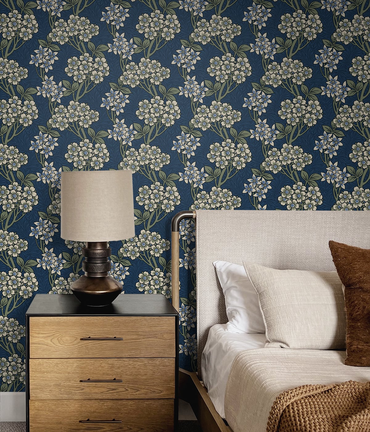 Floral Vine Vintage Unpasted Wallpaper