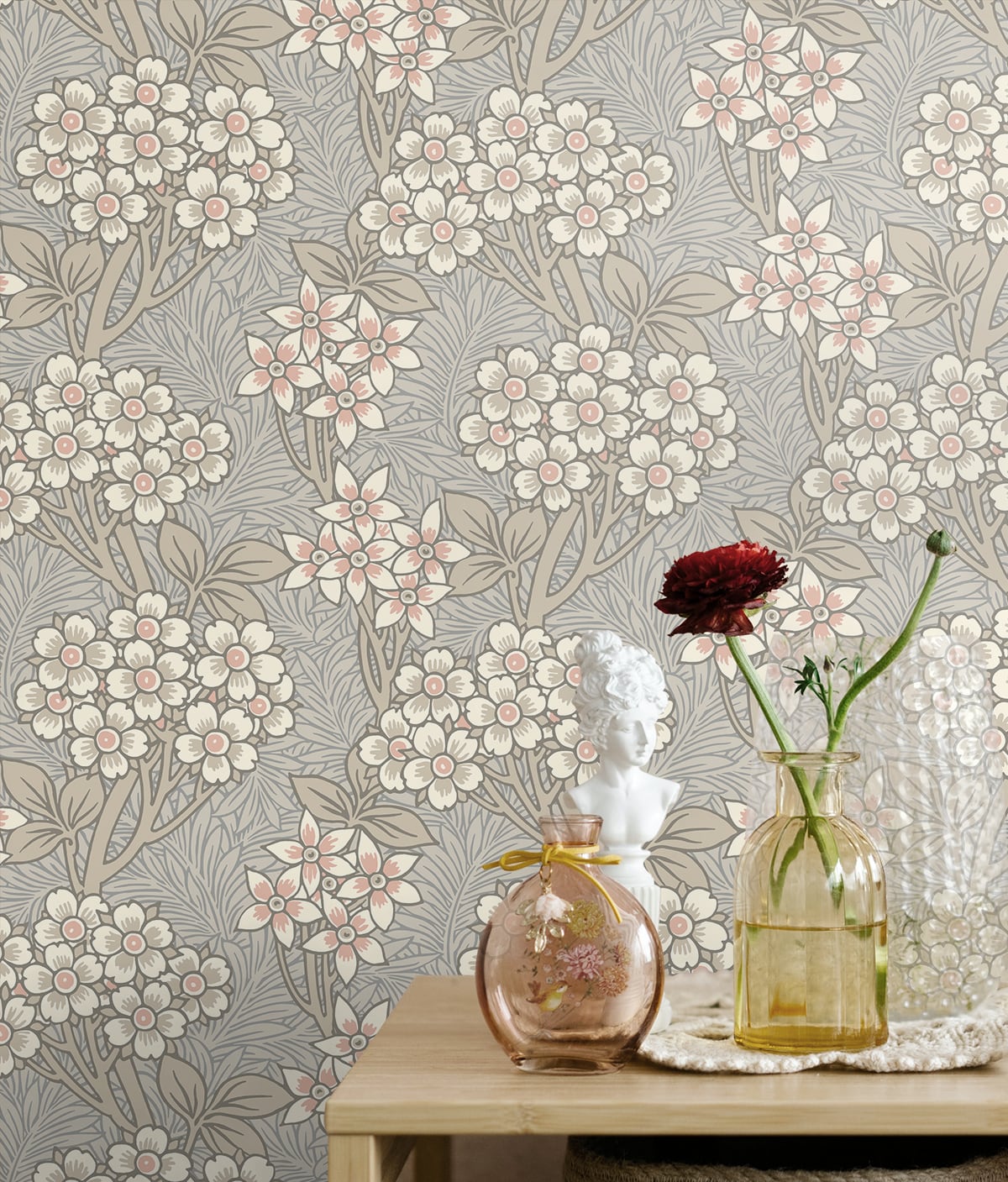 Floral Vine Vintage Unpasted Wallpaper