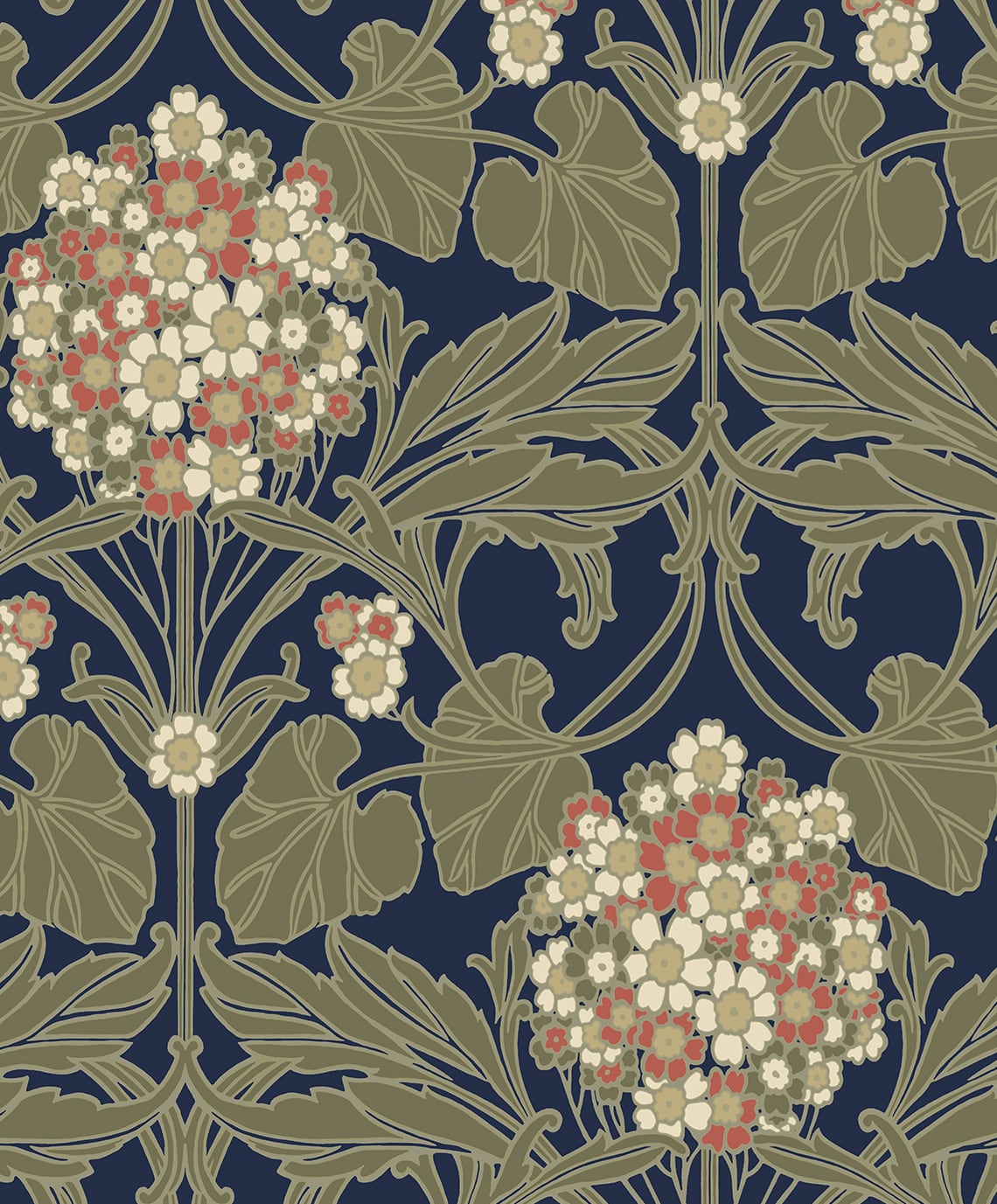 Floral Hydrangea Vintage Unpasted Wallpaper