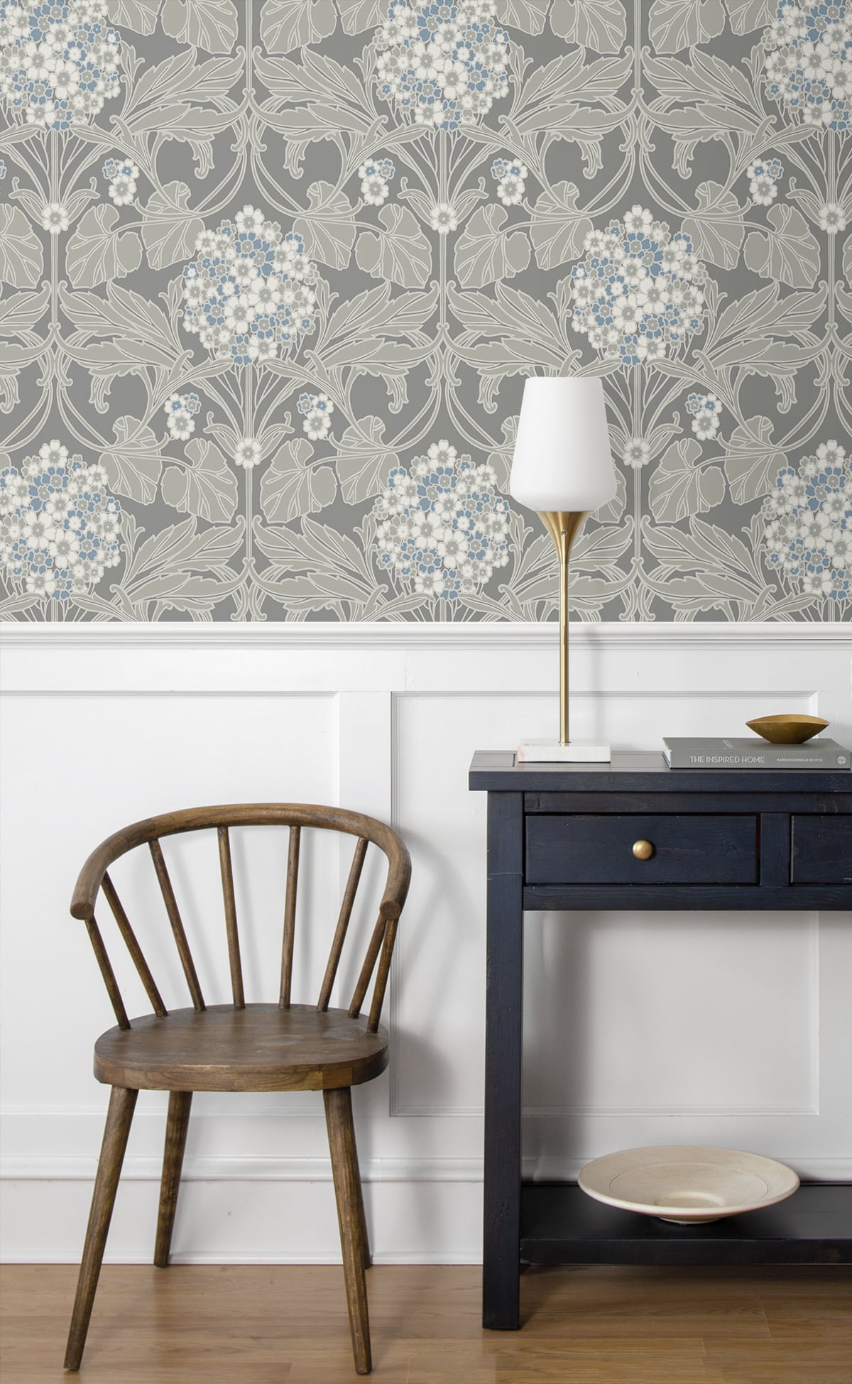 Floral Hydrangea Vintage Unpasted Wallpaper