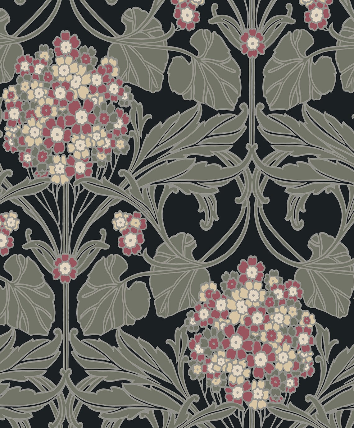 Floral Hydrangea Vintage Unpasted Wallpaper
