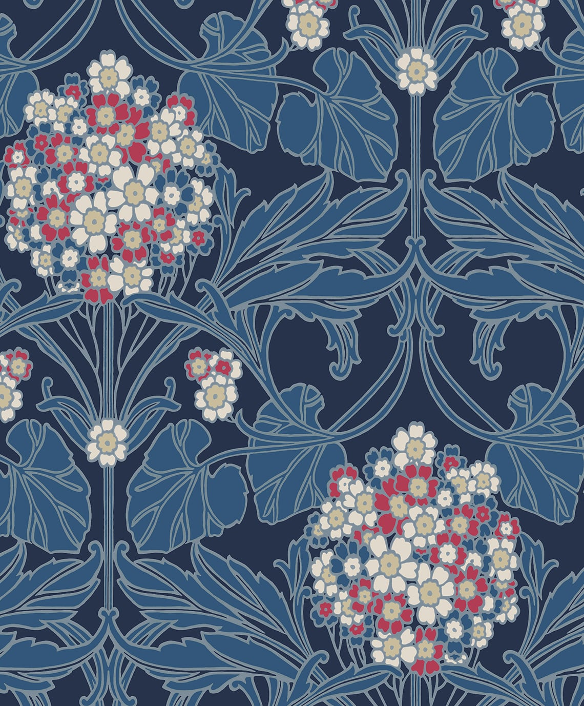 Floral Hydrangea Vintage Unpasted Wallpaper