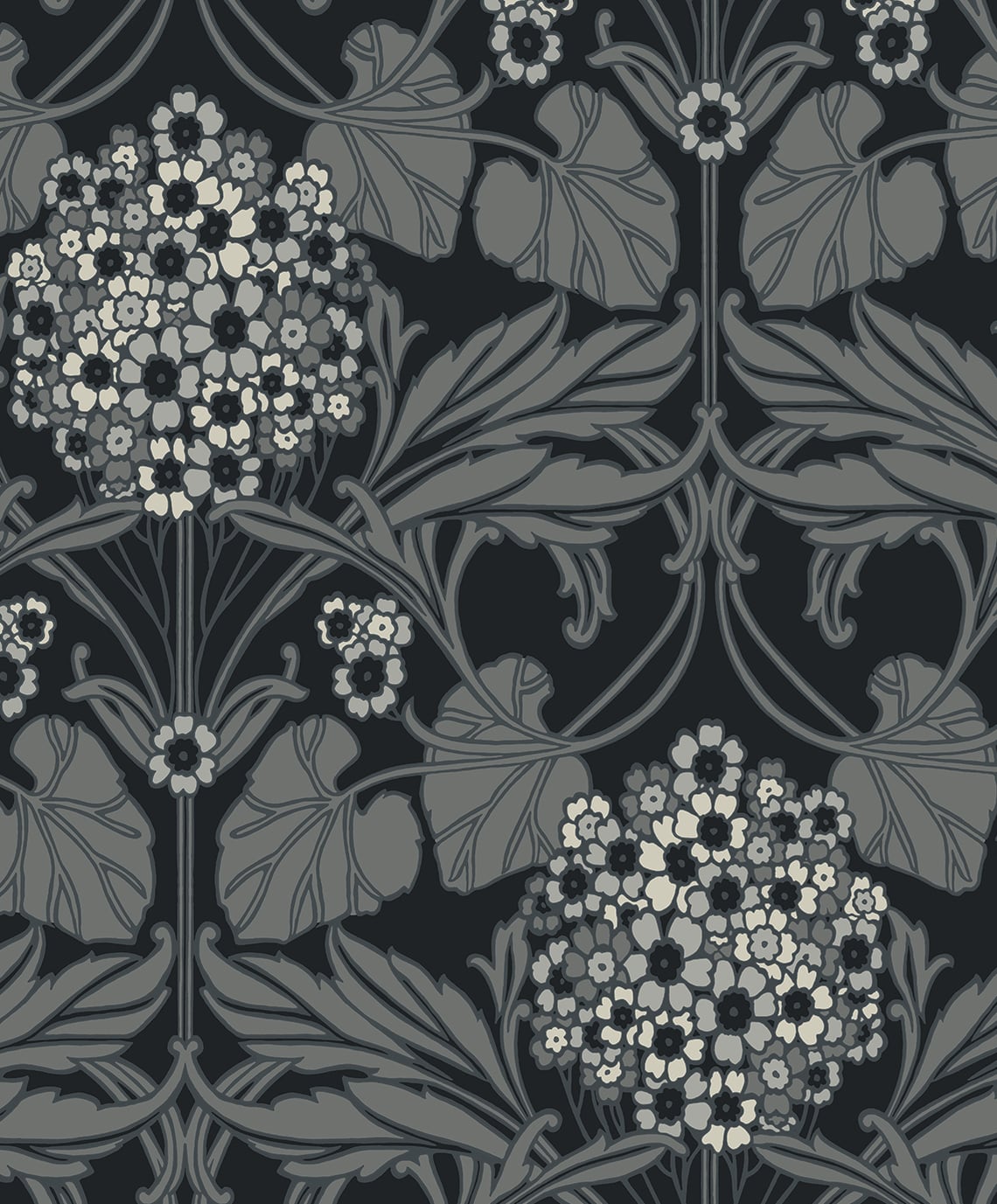 Floral Hydrangea Vintage Unpasted Wallpaper