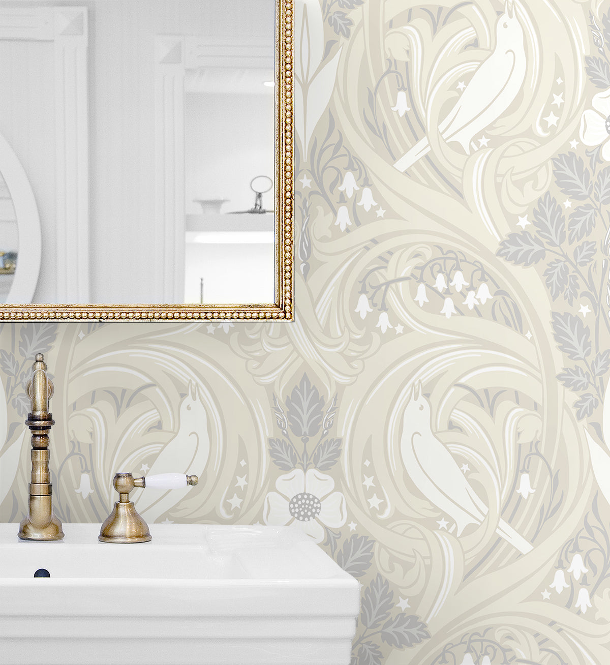 Bird Scroll Vintage Unpasted Wallpaper
