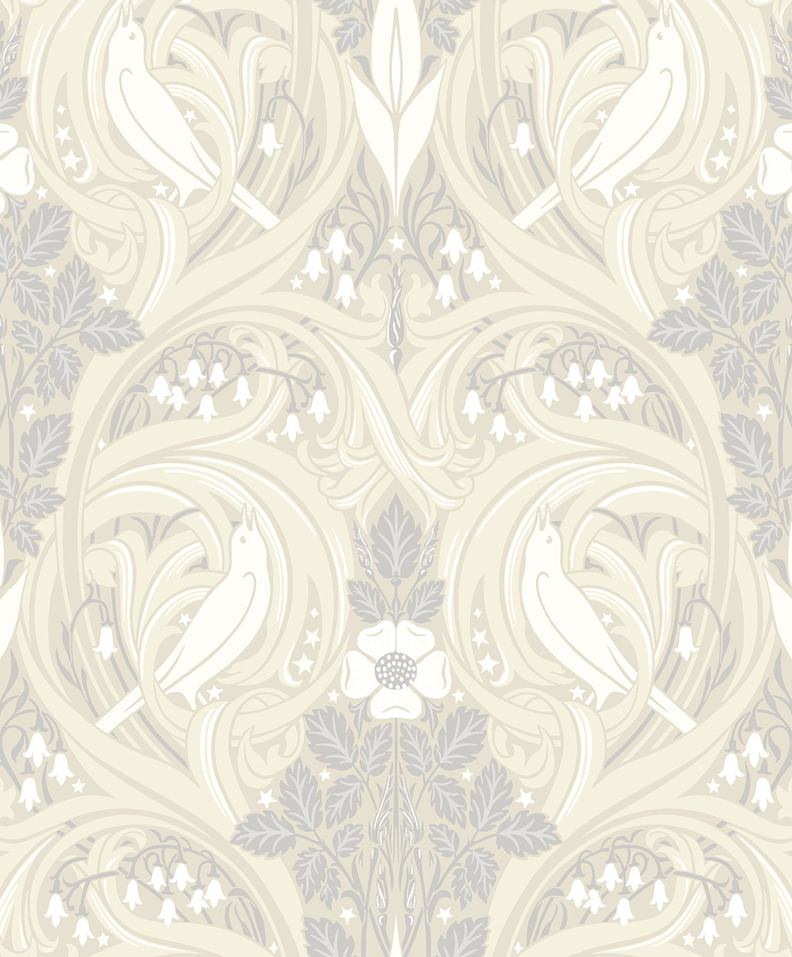 Bird Scroll Vintage Unpasted Wallpaper
