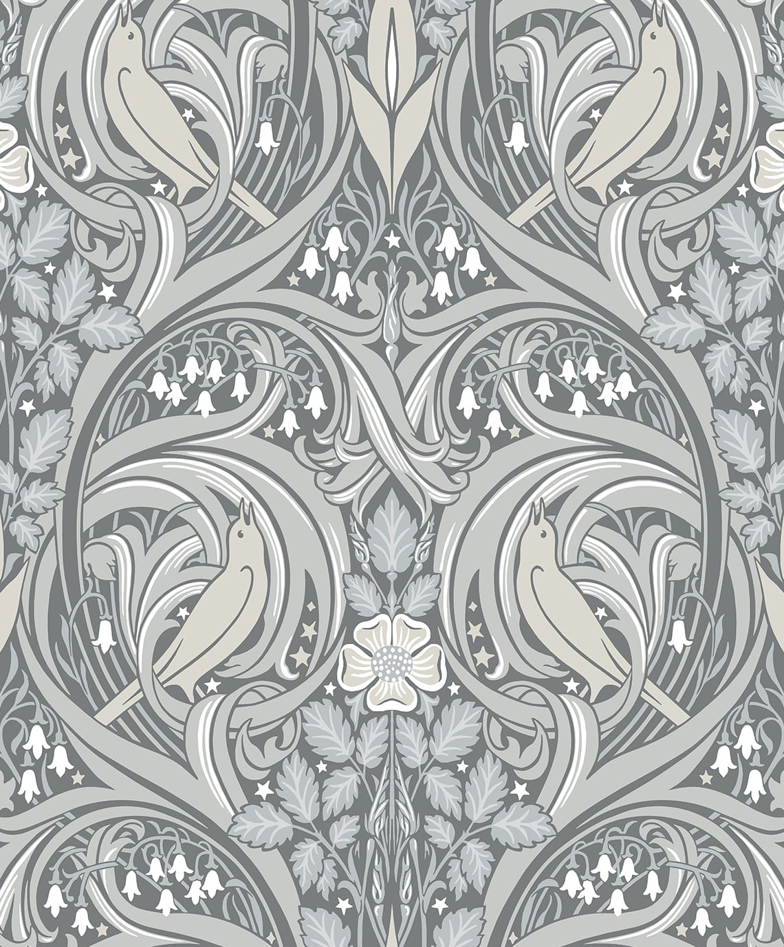 Bird Scroll Vintage Unpasted Wallpaper