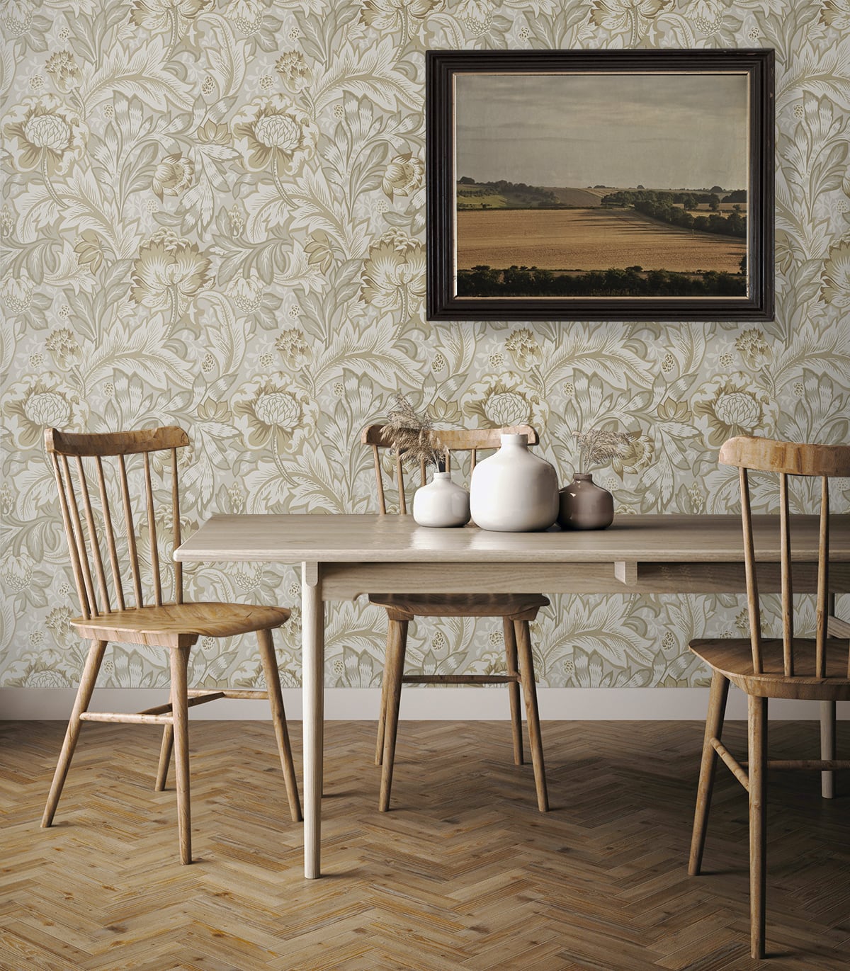 Acanthus Garden Vintage Unpasted Wallpaper