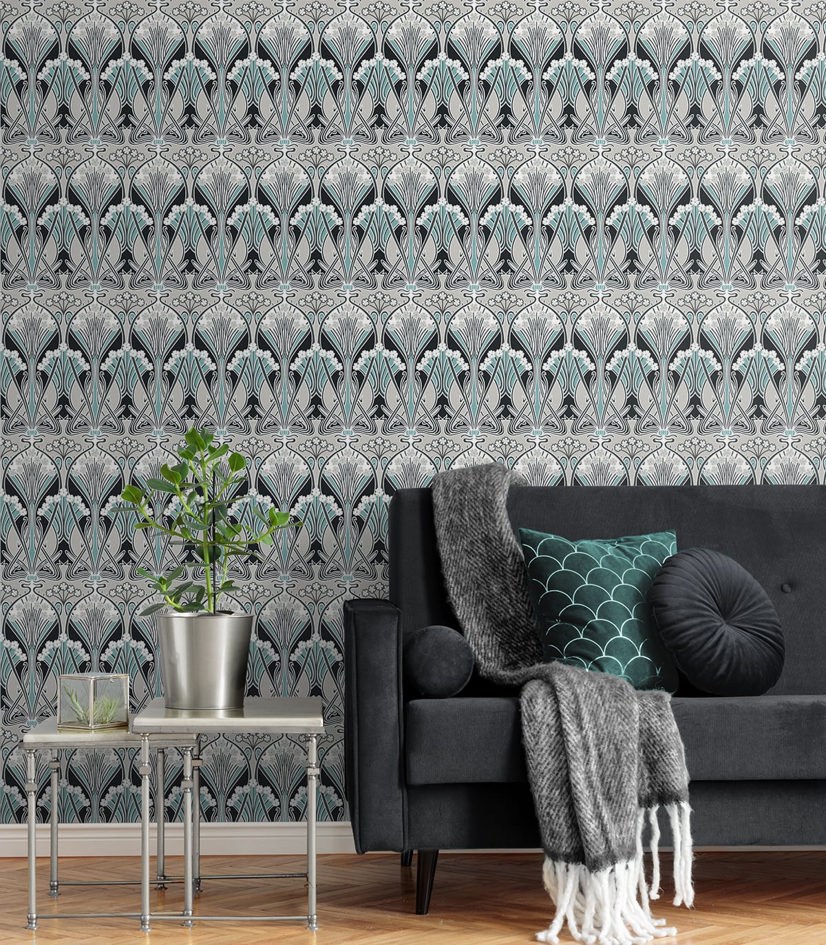Dragonfly Damask Vintage Unpasted Wallpaper