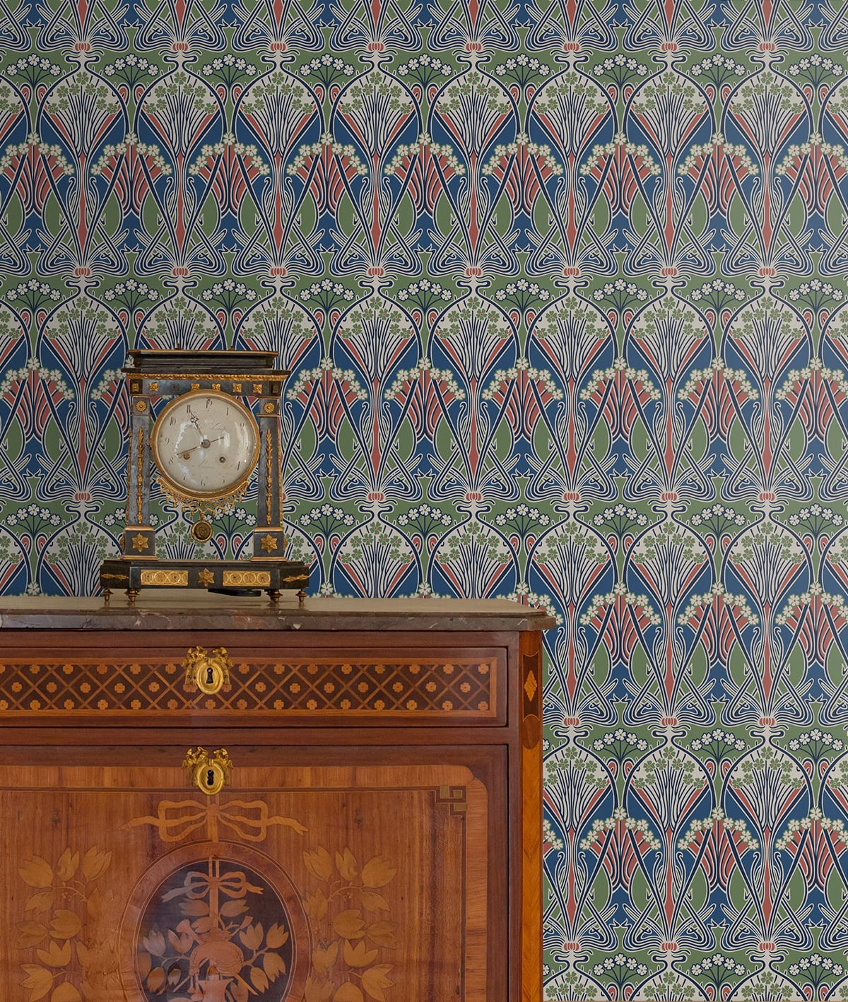 Dragonfly Damask Vintage Unpasted Wallpaper
