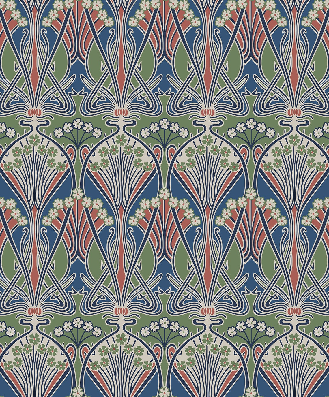 Dragonfly Damask Vintage Unpasted Wallpaper