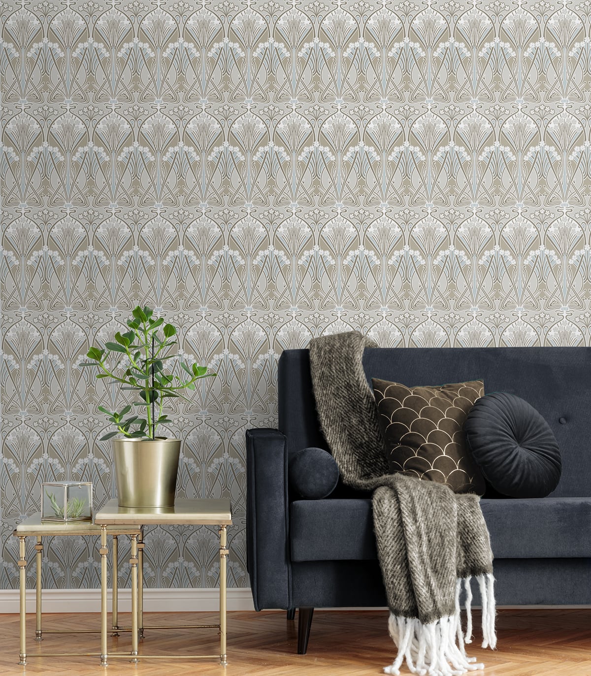 Dragonfly Damask Vintage Unpasted Wallpaper