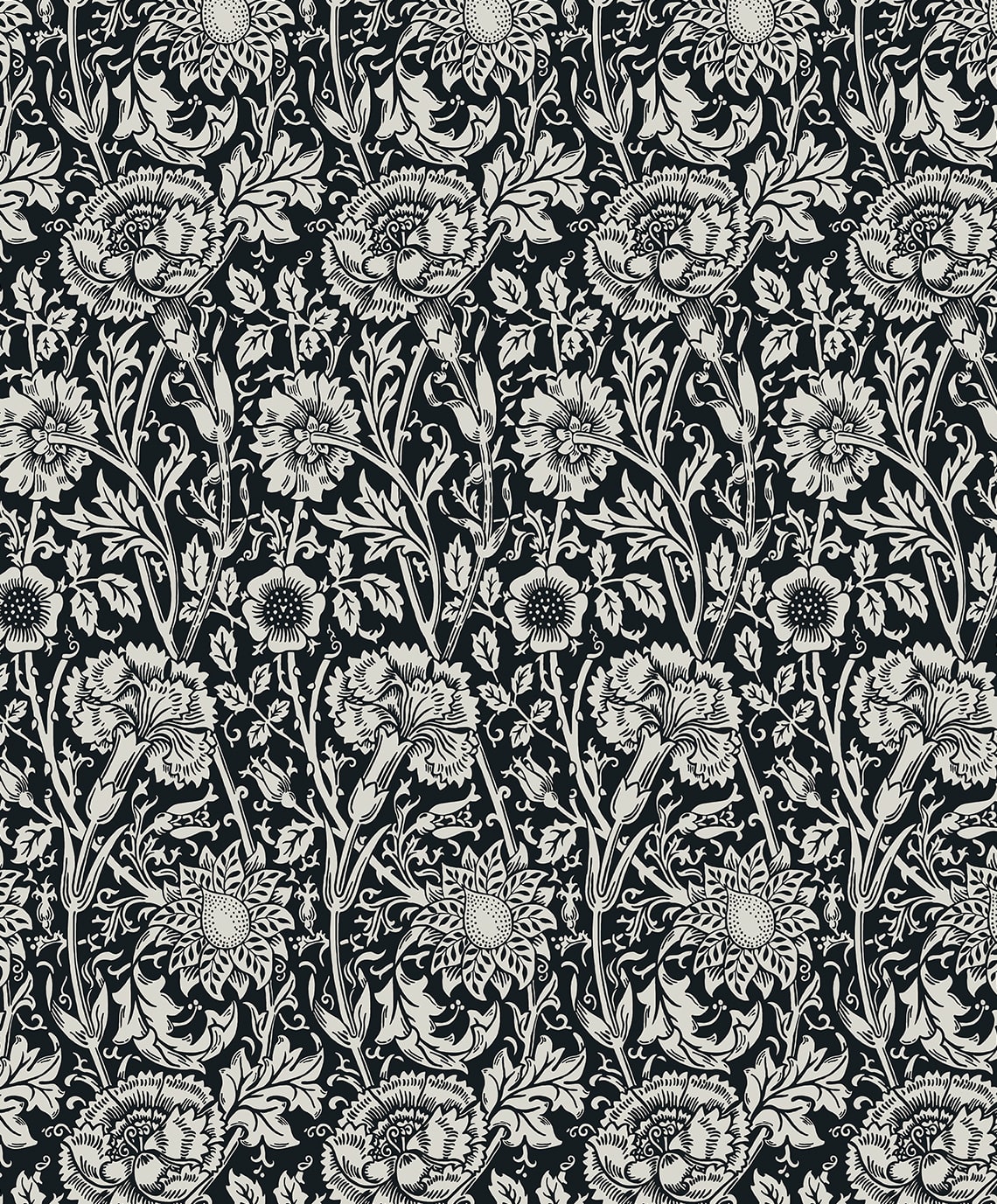 Tonal Floral Trail Vintage Unpasted Wallpaper