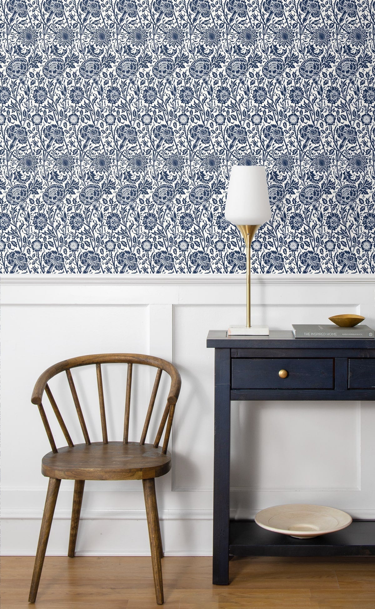 Tonal Floral Trail Vintage Unpasted Wallpaper
