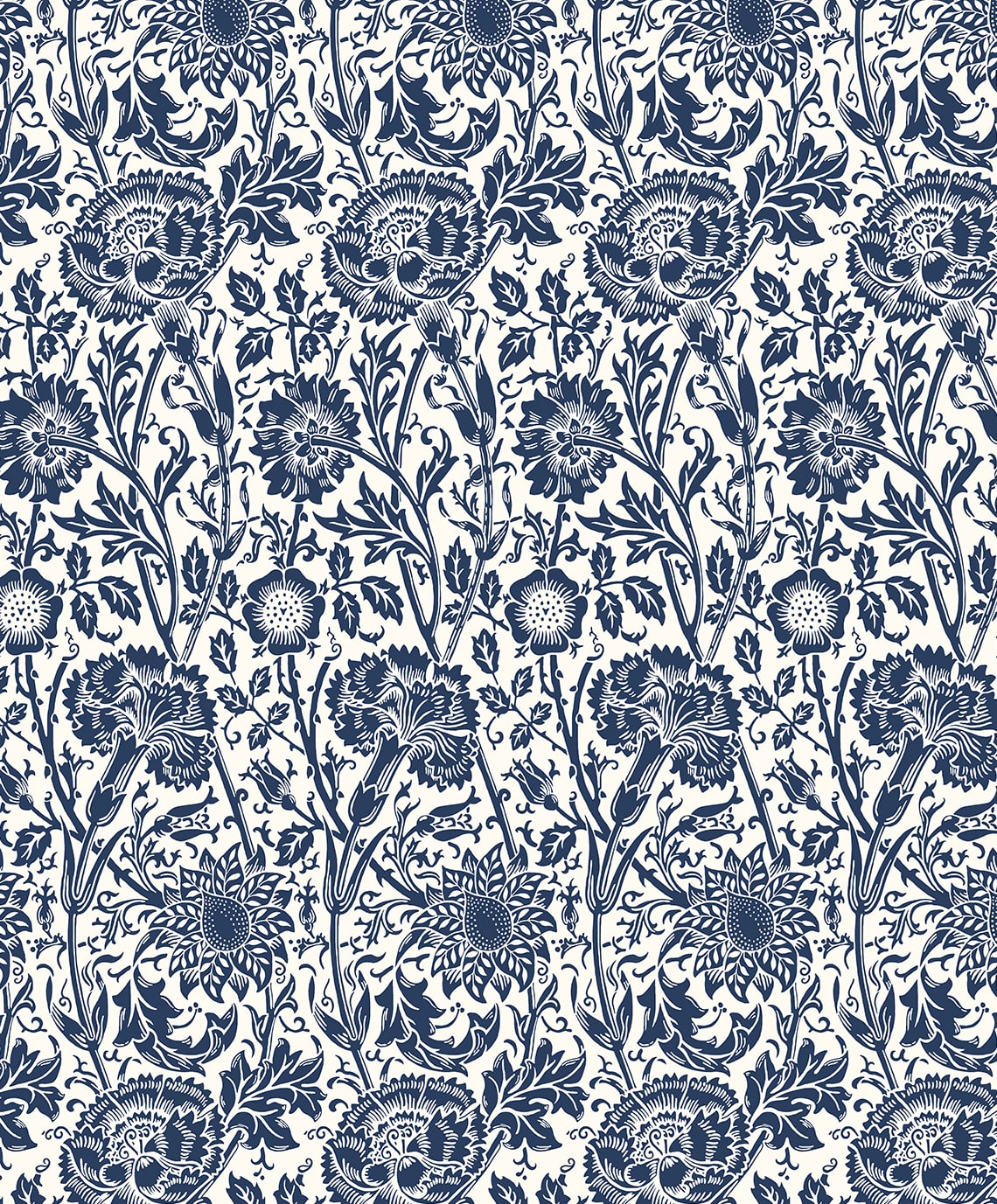 Tonal Floral Trail Vintage Unpasted Wallpaper