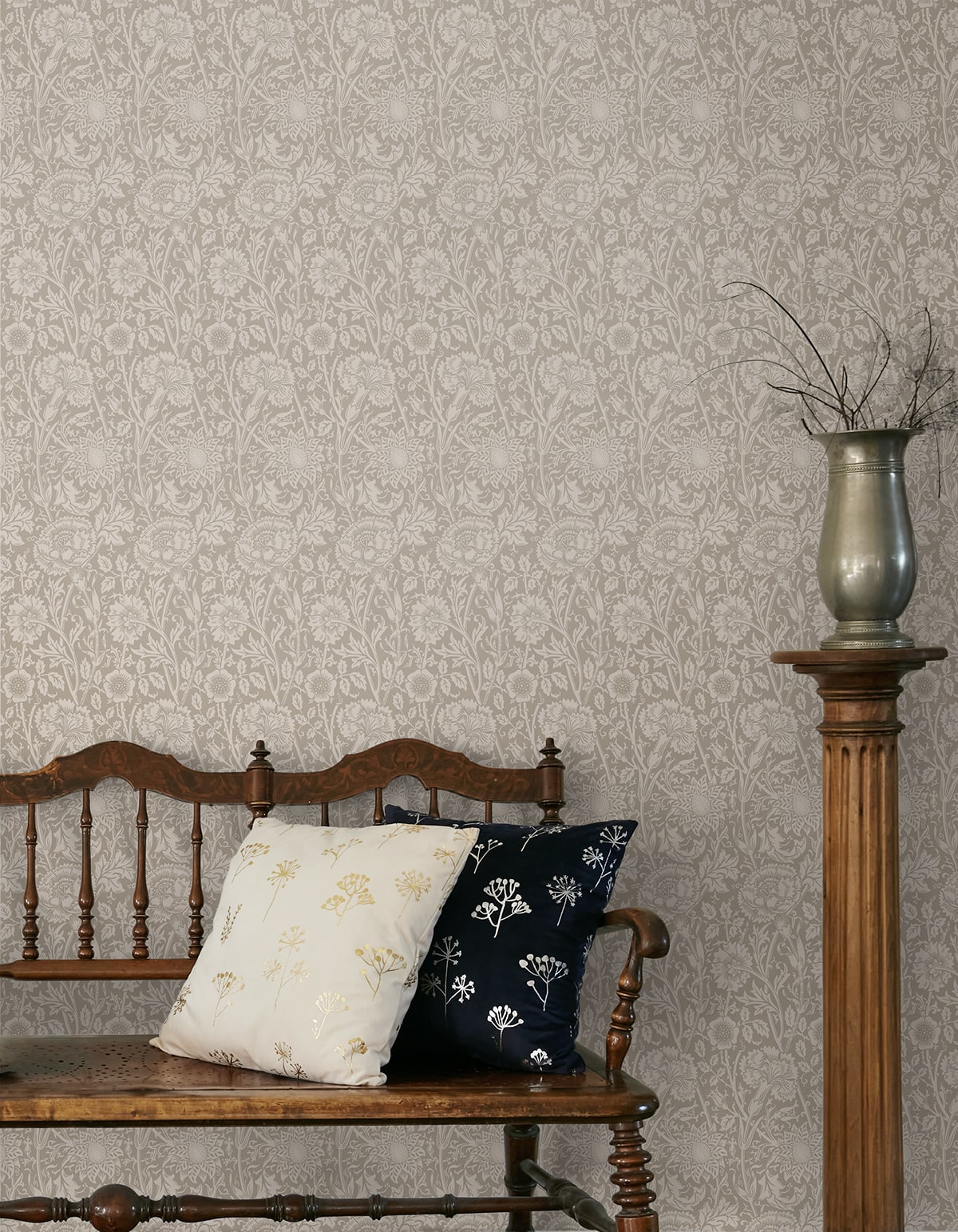 Tonal Floral Trail Vintage Unpasted Wallpaper