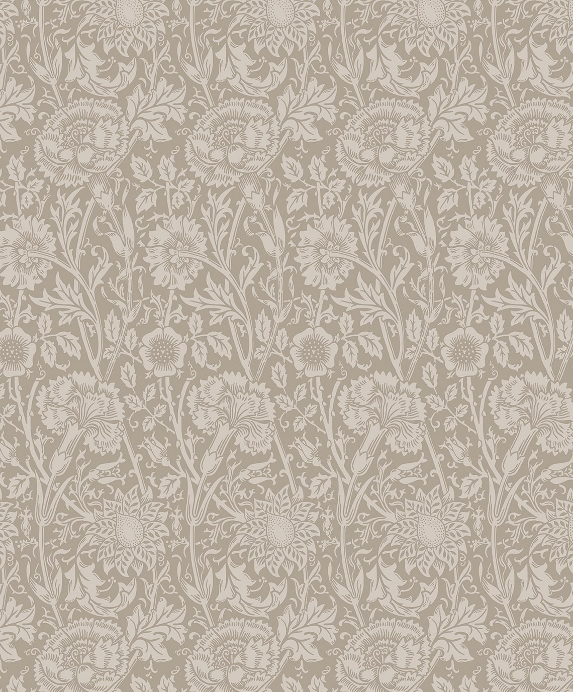 Tonal Floral Trail Vintage Unpasted Wallpaper