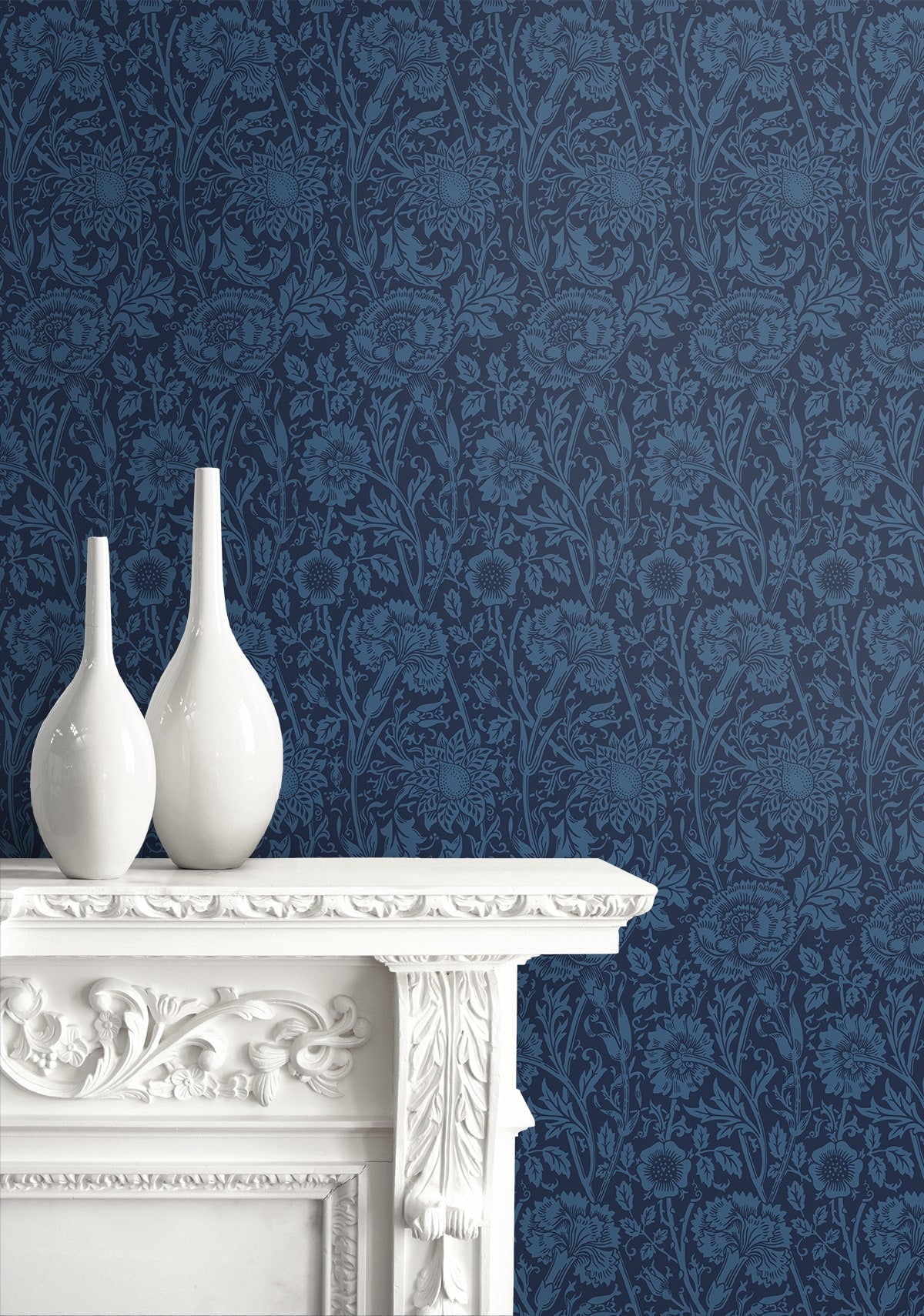 Tonal Floral Trail Vintage Unpasted Wallpaper