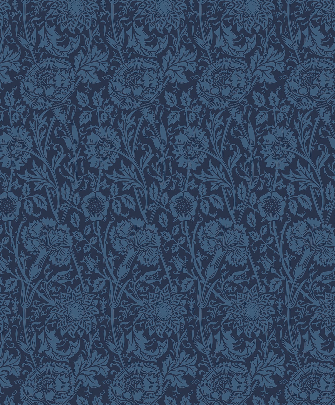Tonal Floral Trail Vintage Unpasted Wallpaper