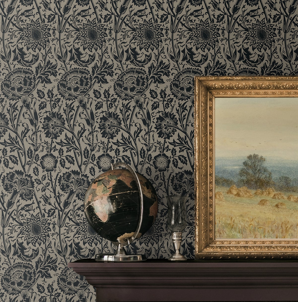 Tonal Floral Trail Vintage Unpasted Wallpaper