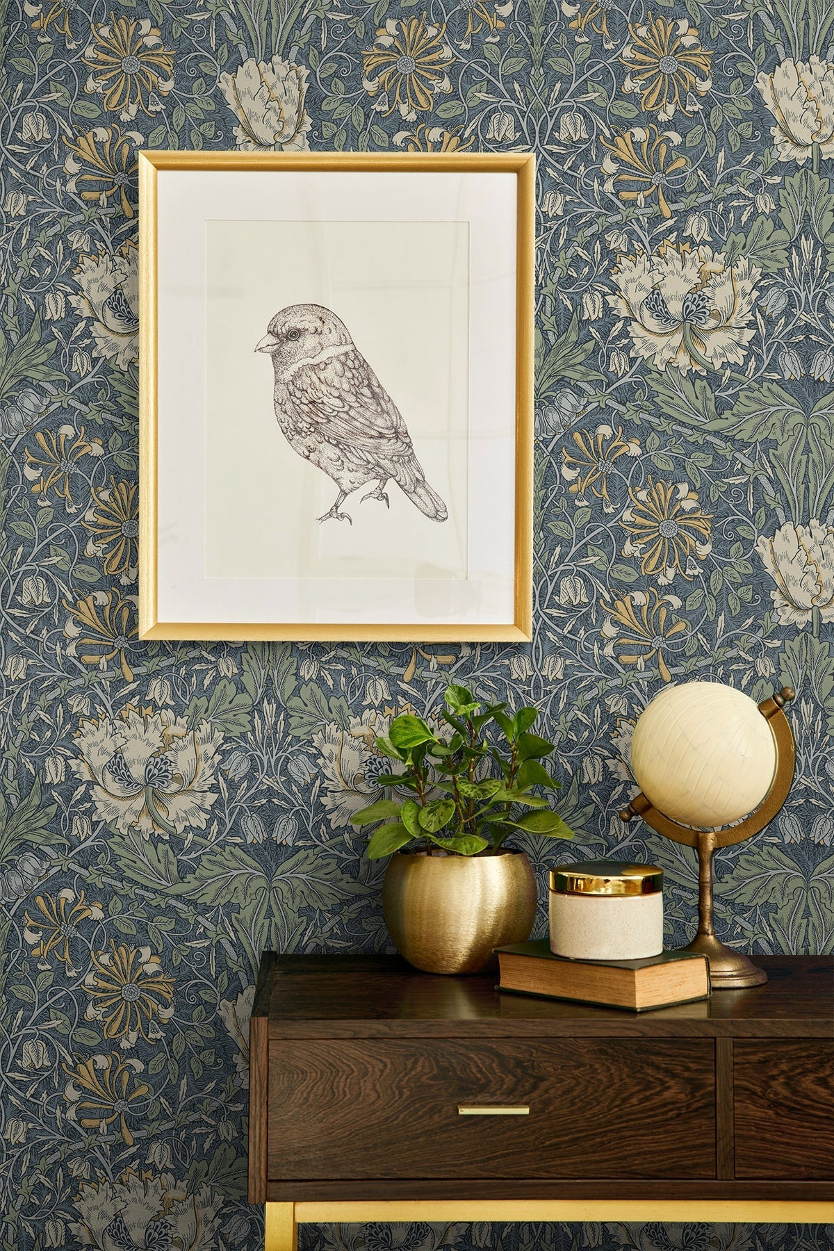 Ogee Flora Vintage Unpasted Wallpaper