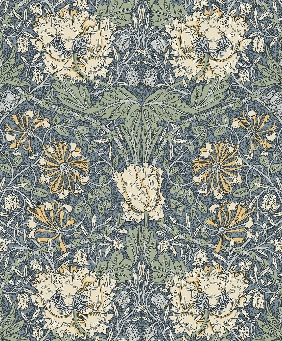 Ogee Flora Vintage Unpasted Wallpaper