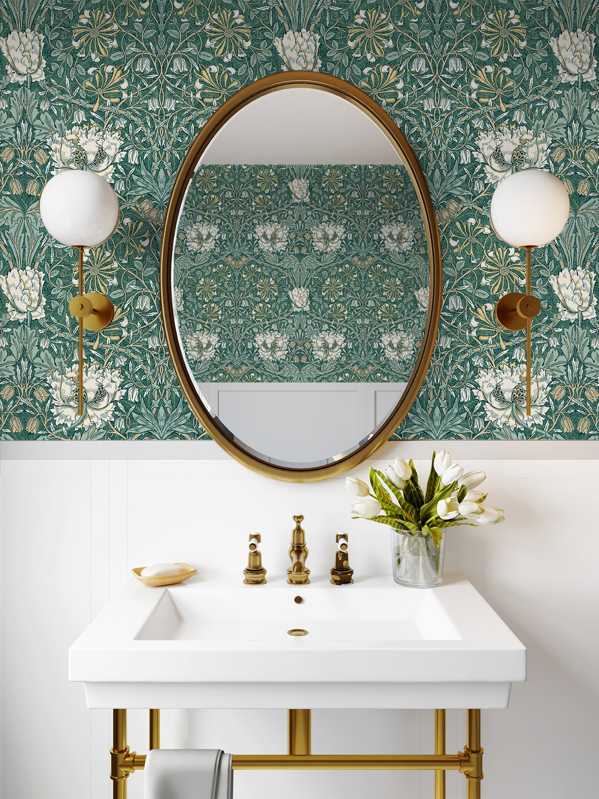 Ogee Flora Vintage Unpasted Wallpaper