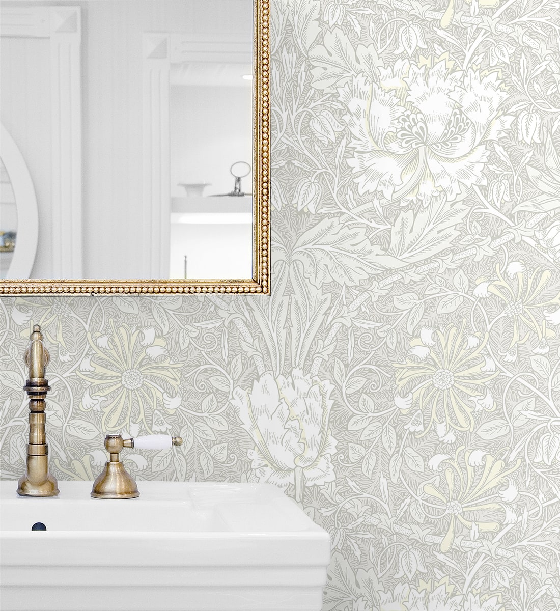 Ogee Flora Vintage Unpasted Wallpaper