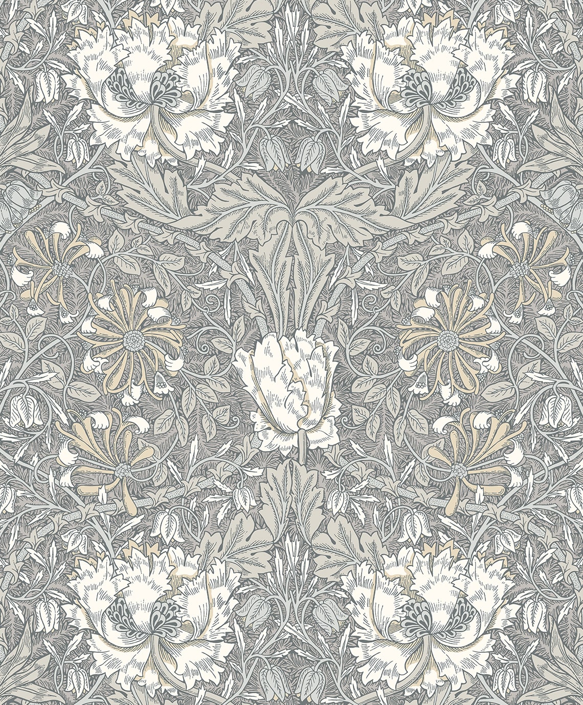 Ogee Flora Vintage Unpasted Wallpaper