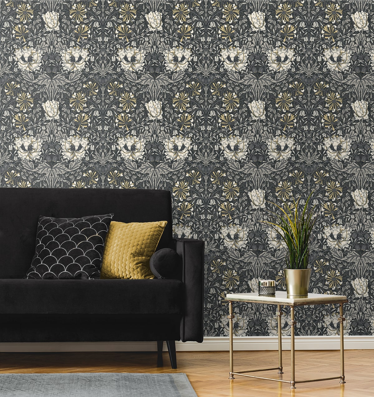 Ogee Flora Vintage Unpasted Wallpaper