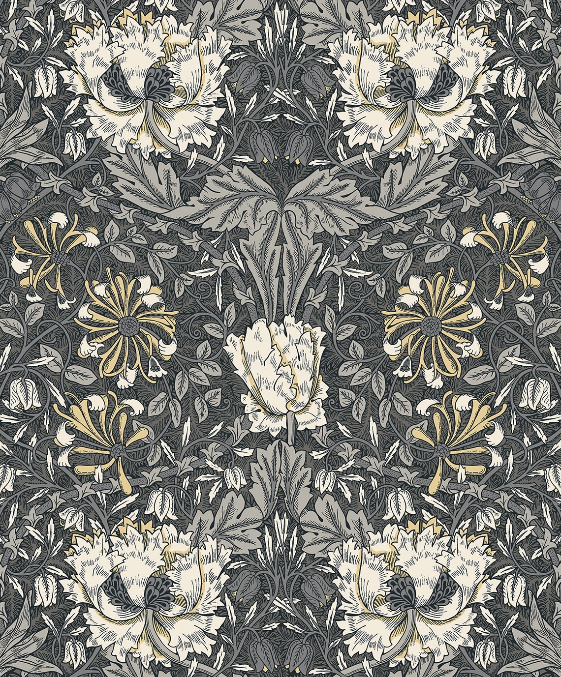 Ogee Flora Vintage Unpasted Wallpaper
