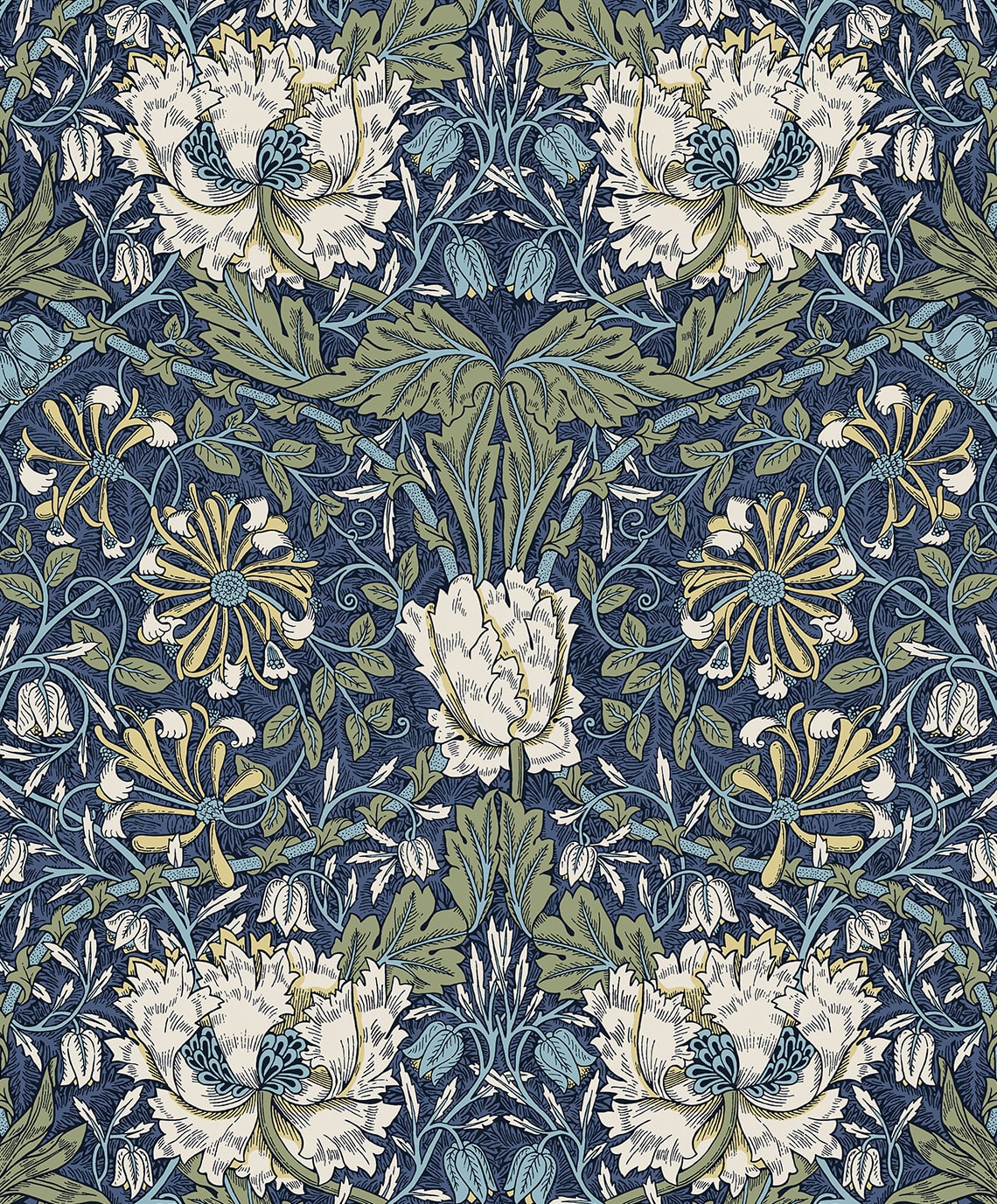 Ogee Flora Vintage Unpasted Wallpaper