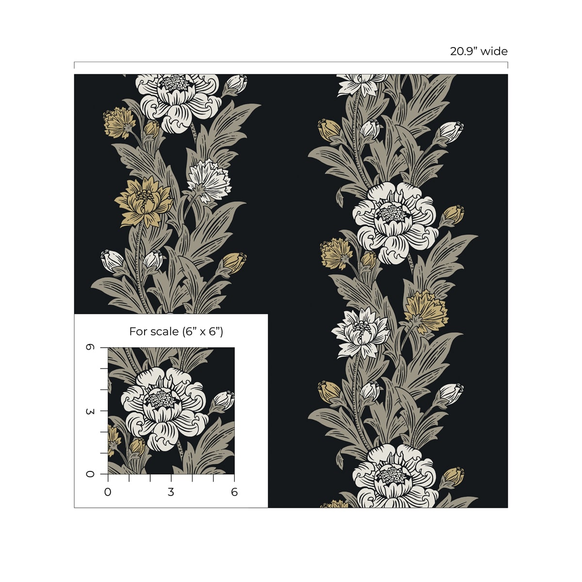 Blooming Floral Stripe Vintage Unpasted Wallpaper
