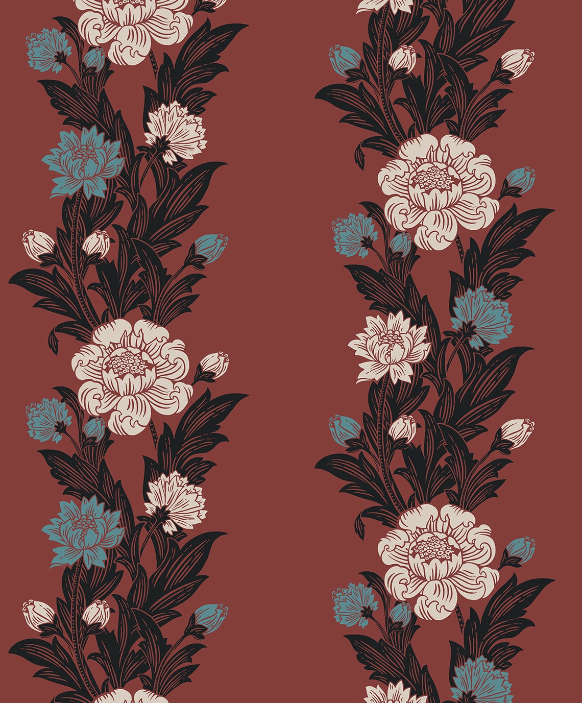 Blooming Floral Stripe Vintage Unpasted Wallpaper