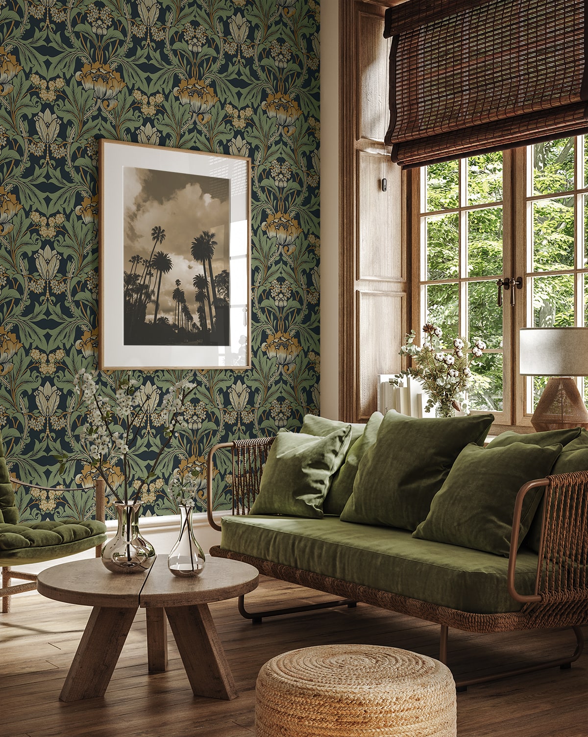 Primrose Garden Vintage Floral Unpasted Wallpaper