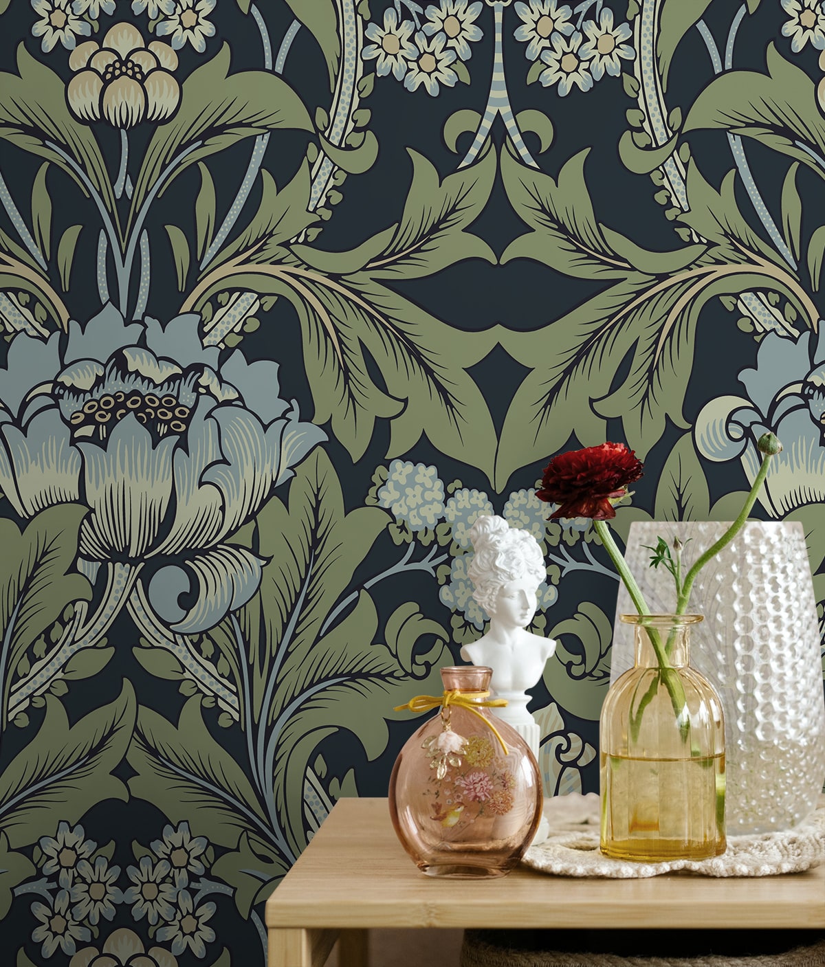 Primrose Garden Vintage Floral Unpasted Wallpaper