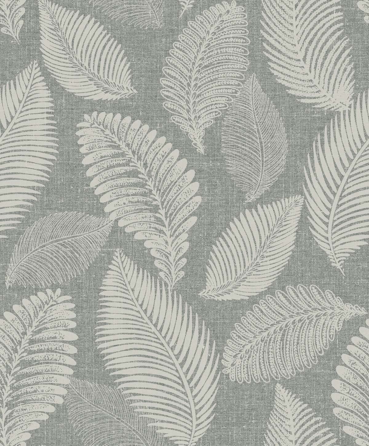 White Heron Tossed Leaves Botanical Unpasted Wallpaper