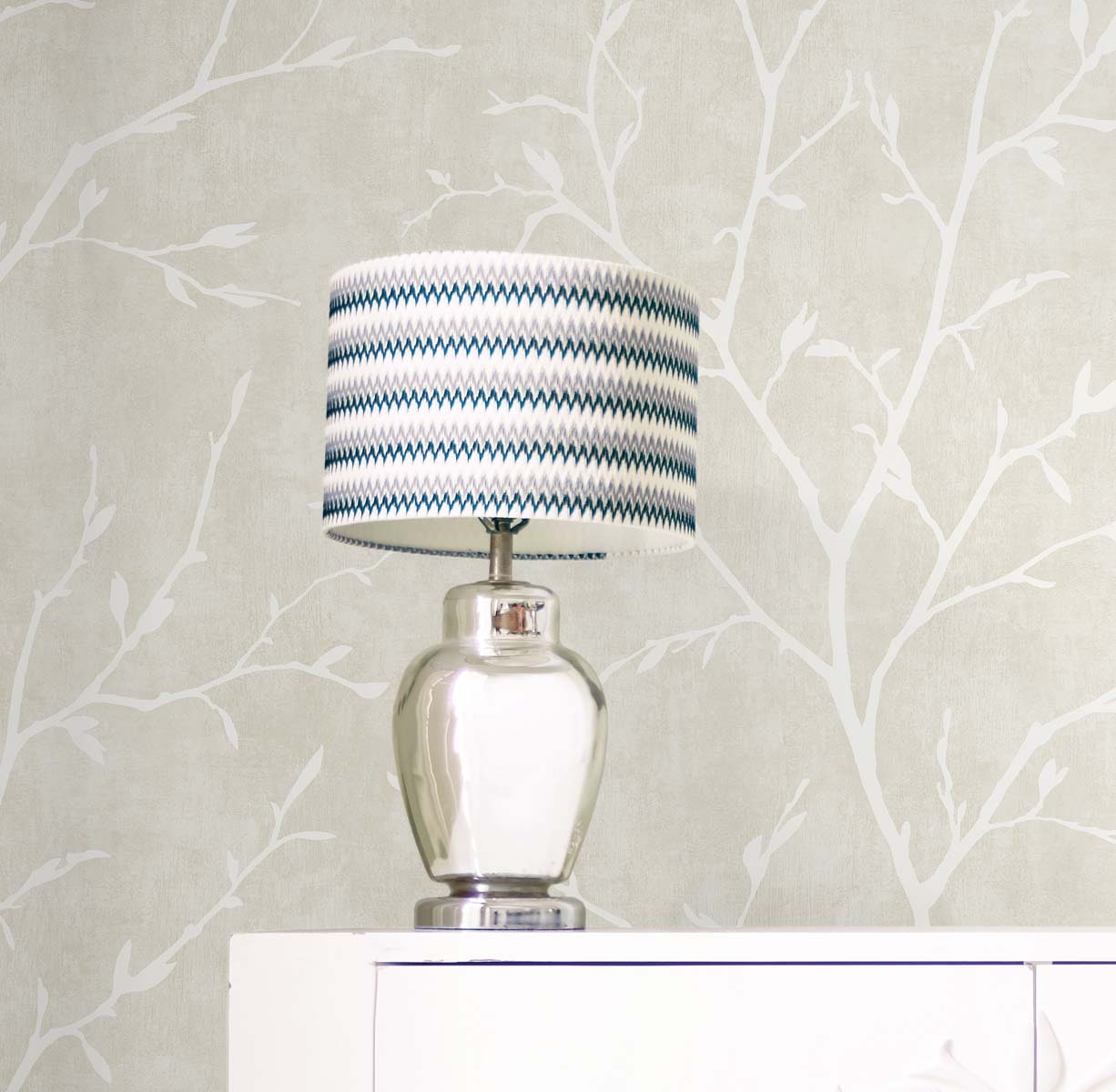 White Heron Avena Branches Botanical Unpasted Wallpaper